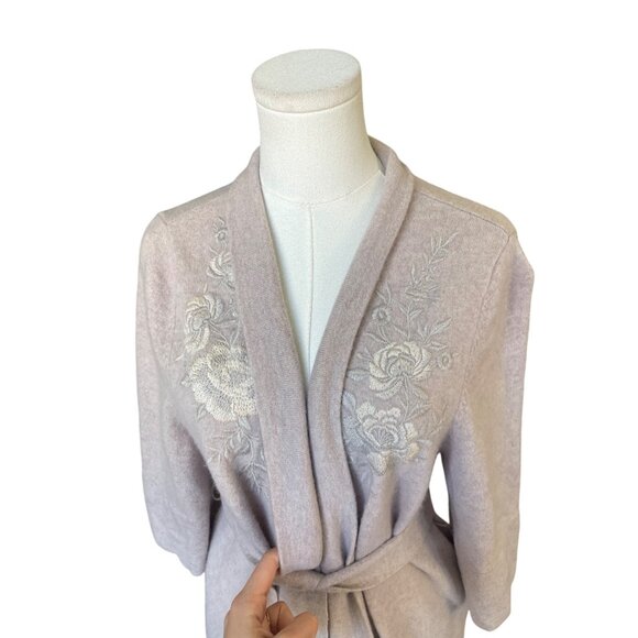 Johnny Was 100% Cashmere Long Cardigan Sweater Size S Embroidered Floral $498 - Picture 2 of 10